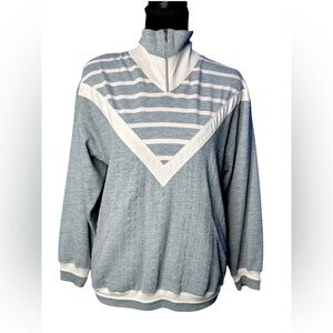 Womens Vintage Chevron 1/4 Zip Sweatshirt Petite M Stranger Things 1980s Retro